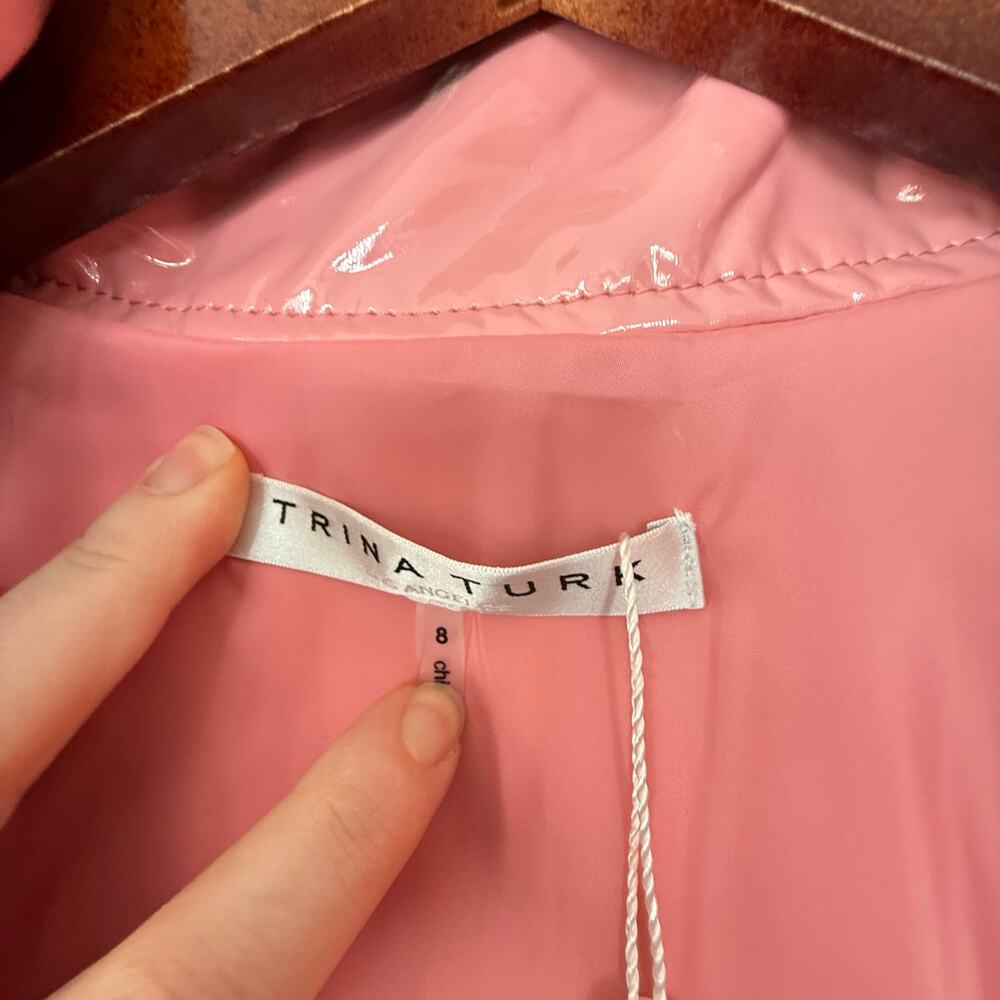 Trina Turk NWT Andre Pink‎ Faux Patent Leather Jacket Sz 8 - Picture 7 of 15